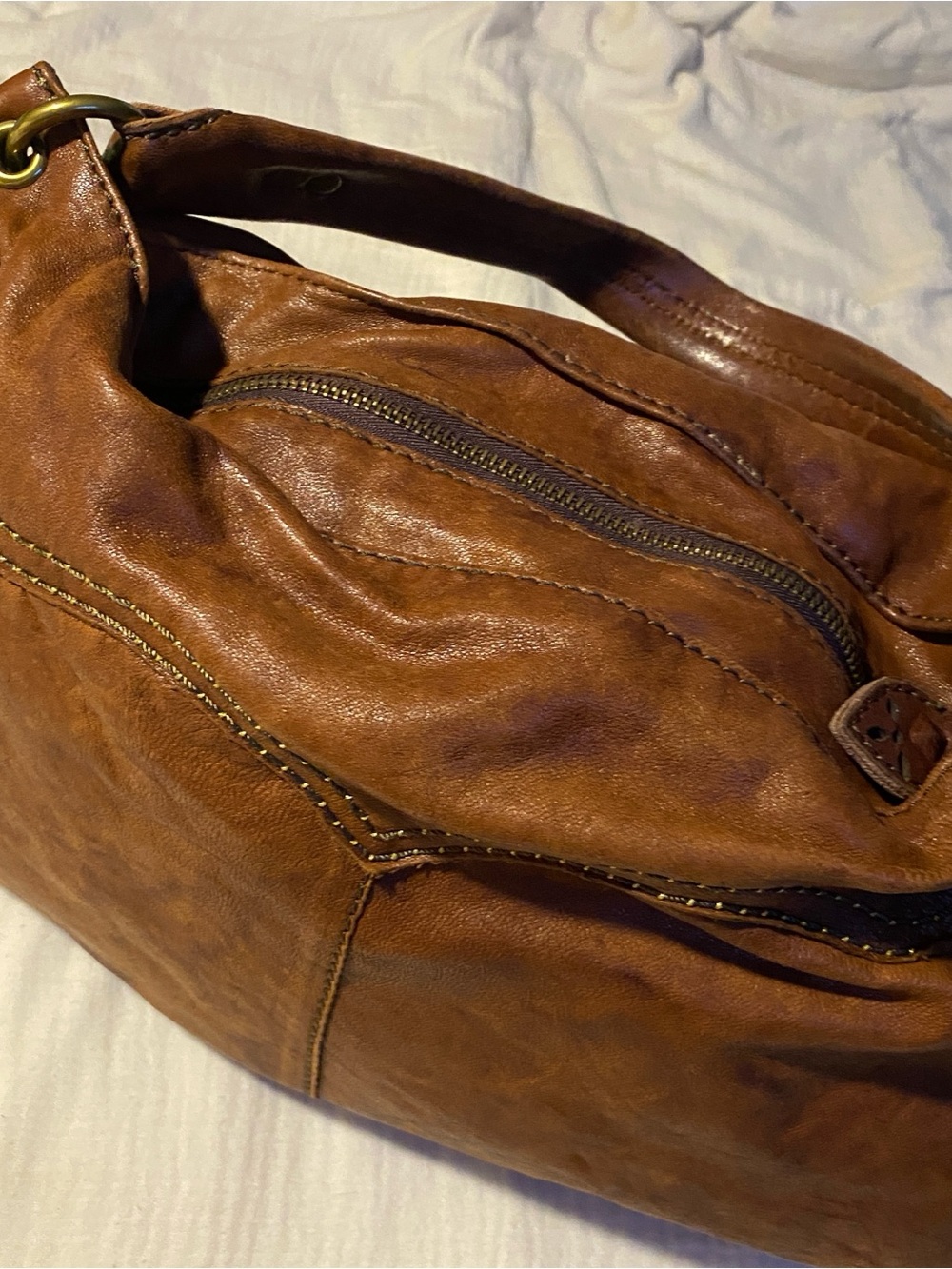 LUCKY BRAND vintage brown hobo lamb leather bag purse bohemian - Picture 6 of 13